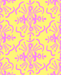 Abstract Hand Drawing Bohemian Ethnic Traditional Geometric Motif Rug Carpet Shapes  Seamless Vector Pattern Isolated Background  