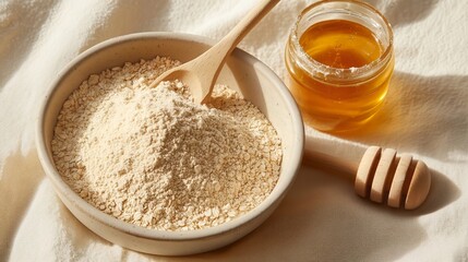 Oatmeal and Honey Facial Mask Ingredients for Natural Skincare Treatment
