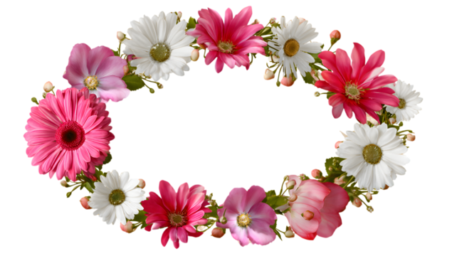 Floral frame with pink and white blossoms on abstract background for invitations and design projects - Powered by Adobe