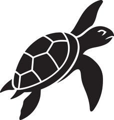 Simple sea turtle silhouette black artwork, Ocean turtle minimal line drawing