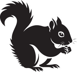 Elegant squirrel black silhouette style, Graceful forest rodent illustration