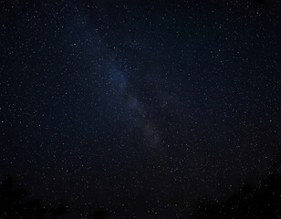 Obraz premium A magical night sky with glowing stars and a crescent moon, ample copy space, starry night sky