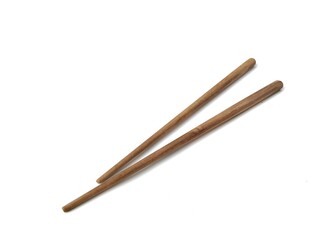 Wooden chopsticks isolated on white background