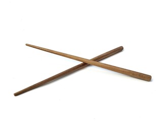 Wooden chopsticks isolated on white background 
