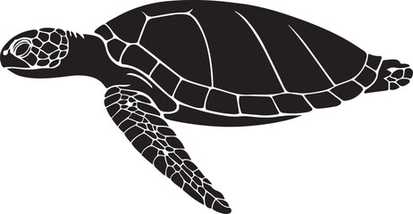 Sea turtle elegant black silhouette design, Ocean reptile bold animal drawing