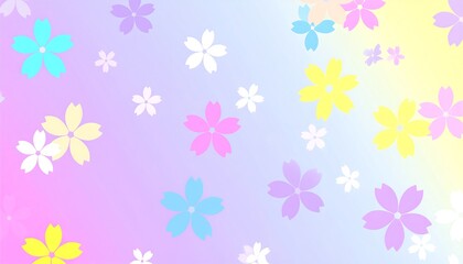Pastel Floral Background with Floating Flowers.