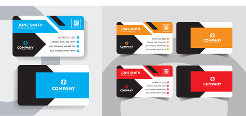 Minimal Black and Blue Business Card Template Set for Corporate and Creative Professionals. Modern and minimalist business card template for professional branding.