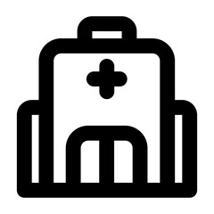 Simple line vector icon hospital representing medical and healthcare themes. Ideal for use in hospital apps, health websites, and telemedicine platforms. Clean SVG format, easy to scale and customize.