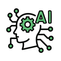 Artificial intelligence / AI icons. AI brain