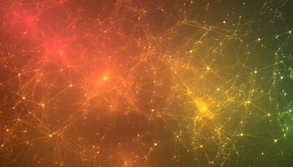 A network of glowing lines and points in gradient colors.