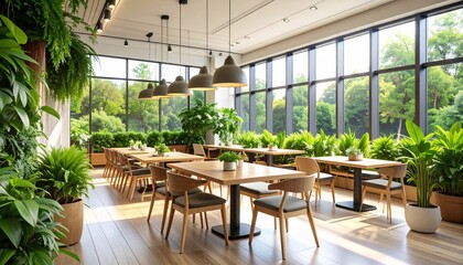 観葉植物に囲まれた癒しのグリーンレストラン