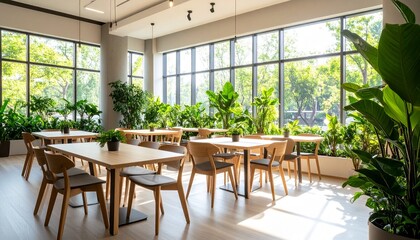 観葉植物に囲まれた癒しのグリーンレストラン