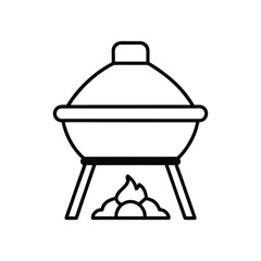 biochar kiln line art on white background