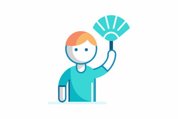 person holding fan waving