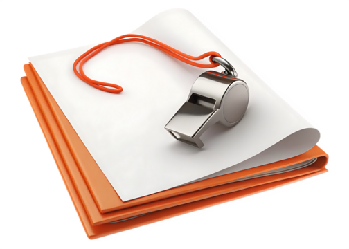 Whistle on orange folder isolated on a white background png