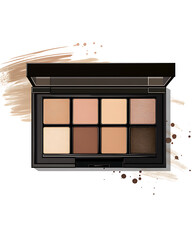 Illustrations of cosmetic products and teenage models in various makeup scenarios, isolated on white background for commercial beauty and skincare concepts.