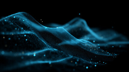 Digital Blue Waveform Mesh Structure