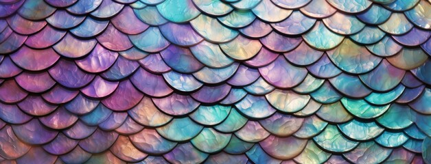 Iridescent multicolored mermaid scales texture background