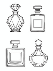 Perfume bottle line art hand drawn classic shape.eps