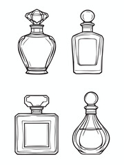 Perfume bottle line art simple floral glass style.eps