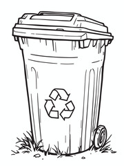 recycle bin line art graphic clean environment recycle concept.eps