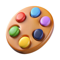 3D Palette with colorful paints isolated on transparent background