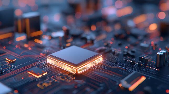 3D Rendering of blank empty CPU on glowing circuit main board background. Concept of for deep machine learning crypto currency hi tech product big data visualization cpu quantum processing  73453917 1