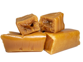 Classic cow candy in cross section on white background
