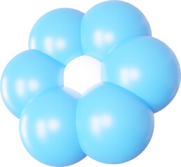 3D Playful blue flower shape, creative summer graphic nature floral form isolated clipart. Render of simple cute modern y2k illustration