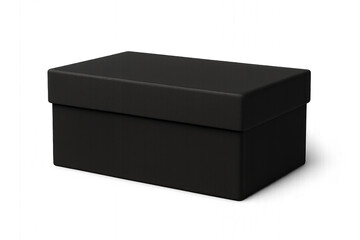 A black box with a lid closed, isolated on transparent background.