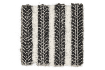 Black and white striped rug with snow pattern isolated on transparent background.
