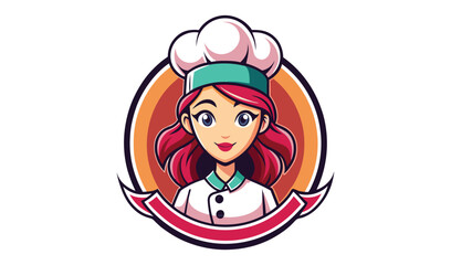 Female chef cartoon mascot logo design