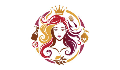 Elegant woman hair salon logo design