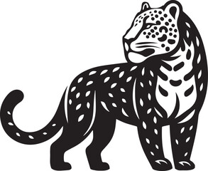 Black and White Jaguar Vector Illustration – Minimalist Wild Cat Silhouette Art
