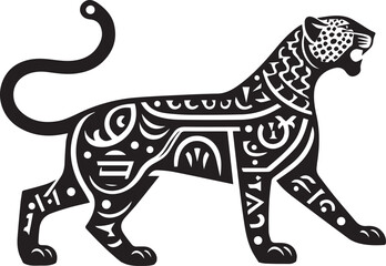 Black and White Jaguar Vector Illustration – Minimalist Wild Cat Silhouette Art © Sarmad