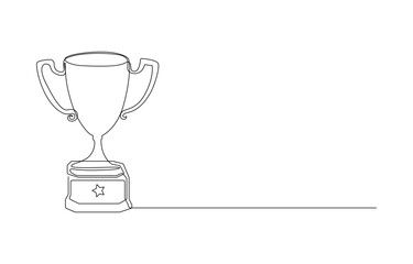 continuous one line drawing of trophy cup competition, Trophy continuous line drawing
