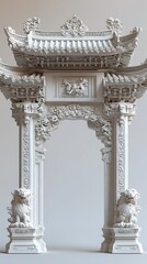 Naklejka premium Sacred temple entrance with detailed Asian design