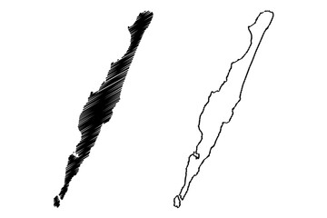 Sainte-Marie island (Republic of Madagascar) map vector illustration, scribble sketch Ile Sainte Marie or Nosy Boraha map