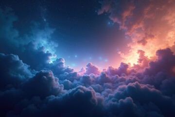 Celestial Cloudscape A Night Sky Panorama