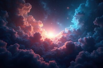 Cosmic Cloudscape Vibrant Nebula and Stellar Glow