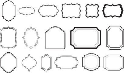 Vintage Decorative Label Frame Set Outline Vector Shapes