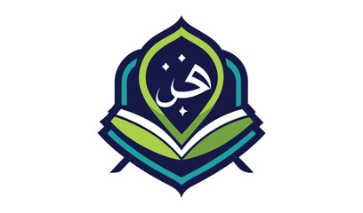 Islamic calligraphy logo design with book and stars