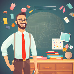 teacher in front of blackboard