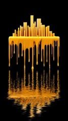 A vibrant graphic design featuring yellow dripping paint against a black background, creating a modern artistic effect.