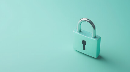 Naklejka premium Aqua-colored padlock with a keyhole on a matching background