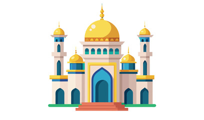 Beautiful islamic mosque flat design illustration