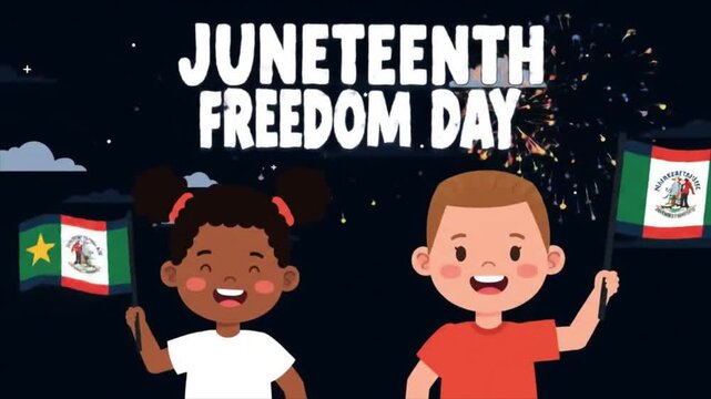 Juneteenth Kids - Freedom Day Celebration Vector Animation