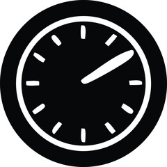 Simple black and white clock face design illustration showing time