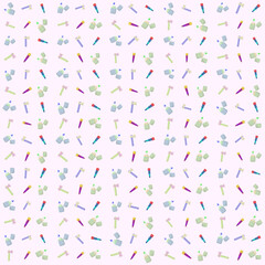 Camping equipment vector pattern, matches, axe and binoculars, outdoor pattern