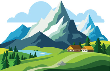 Breathtaking View of the Snow-Capped Swiss Alps with Majestic Mountain Scenery